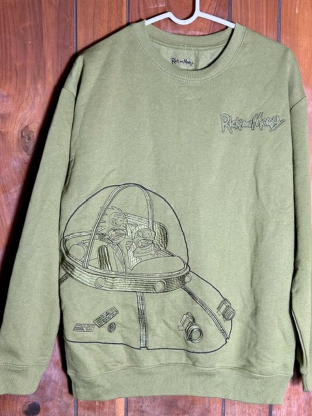 NWT Rick and Morty Green Crewneck Pullover Sweatshirt Mens Sz Medium